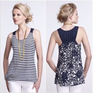 ANTHROPOLOGIE Undergrowth Tank S Blue and White